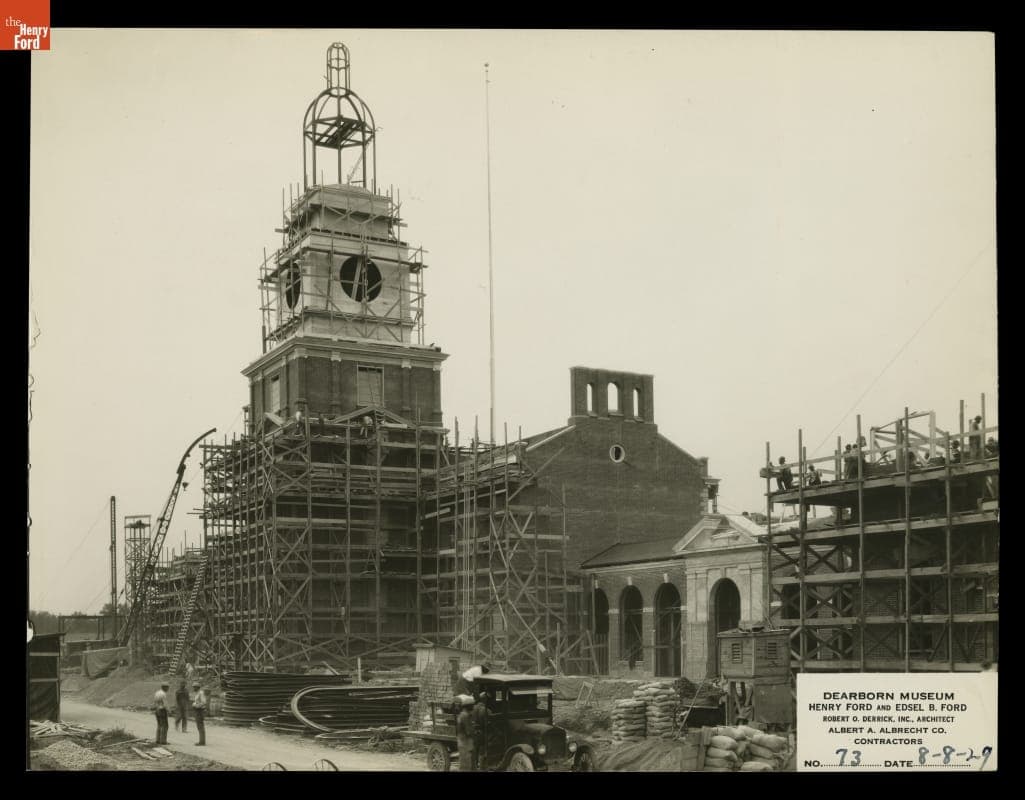 Henry Ford Museum and Clocktower under Construction, 1929
