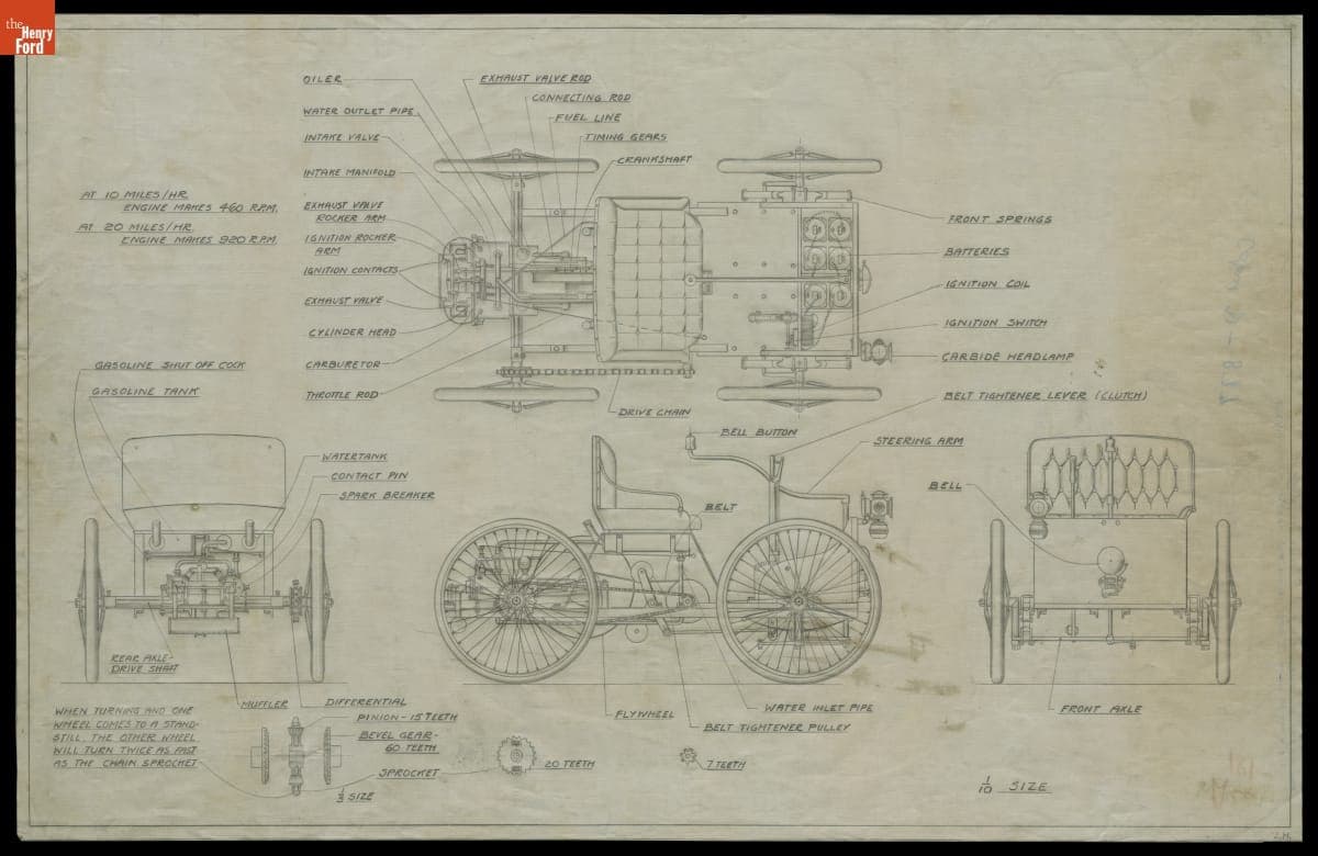 Scale Drawing for a Model of the 1896 Ford Quadricycle