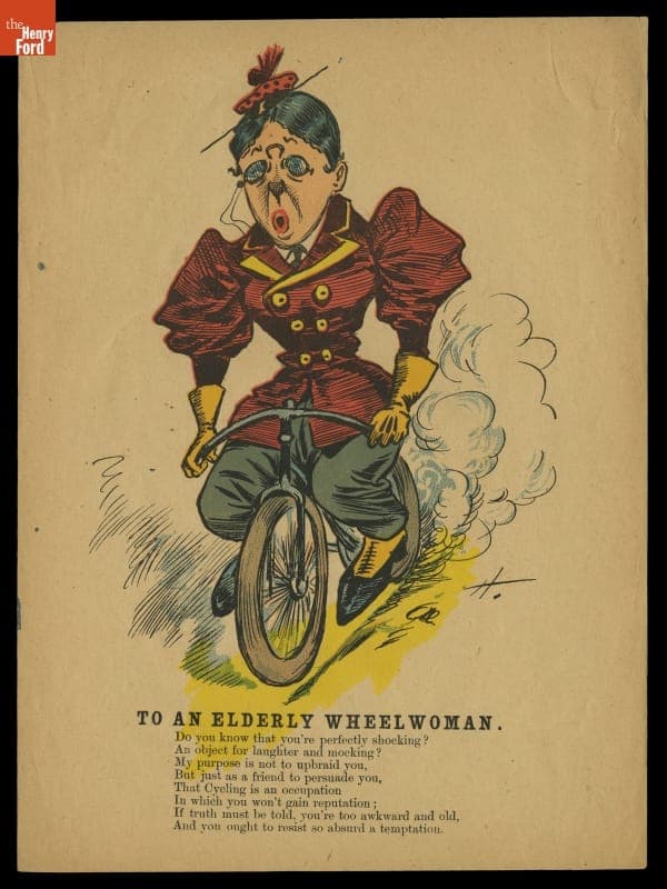 Comic Valentine, "To an Elderly Wheelwoman," circa 1895