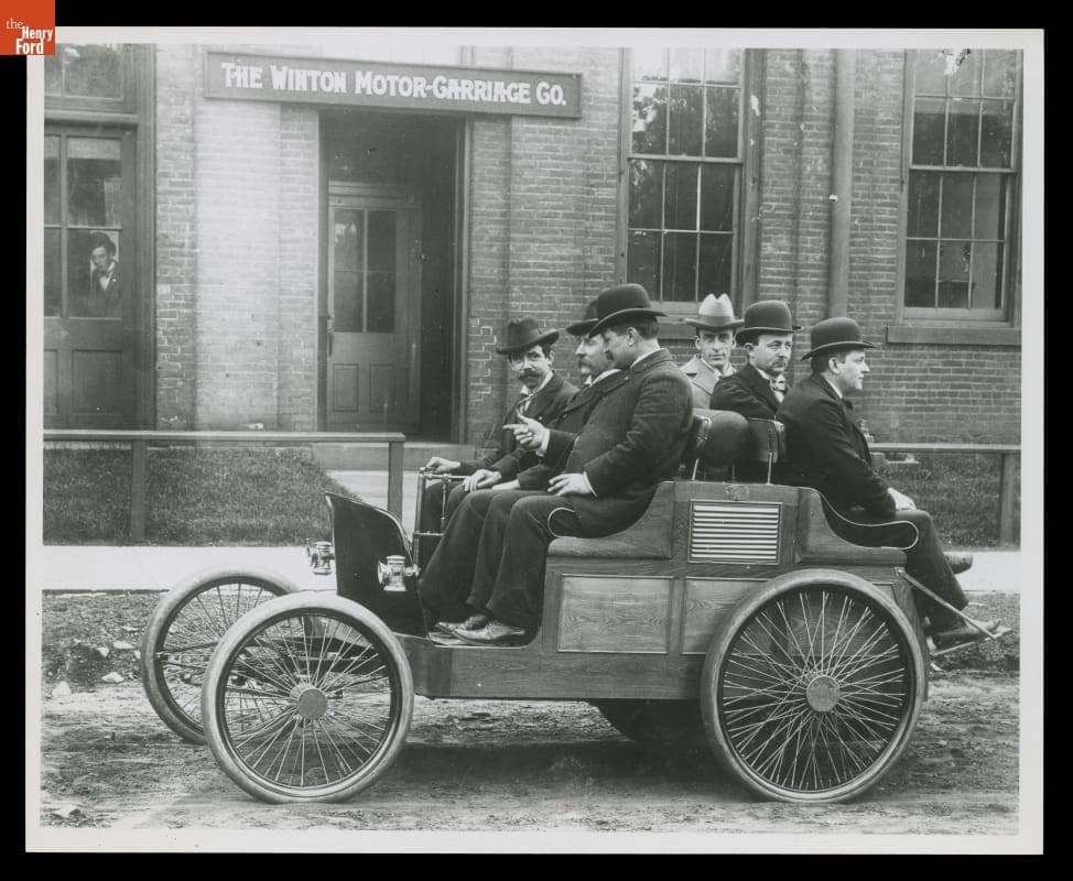Alexander Winton with Others outside The Winton Motor-Carriage Co., 1896-1899