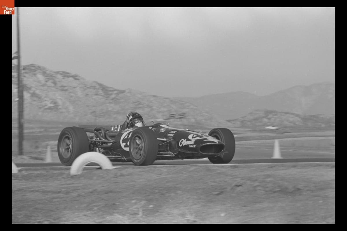 Dan Gurney Driving Eagle/Ford Race Car at Rex Mays Riverside 300, November 1967
