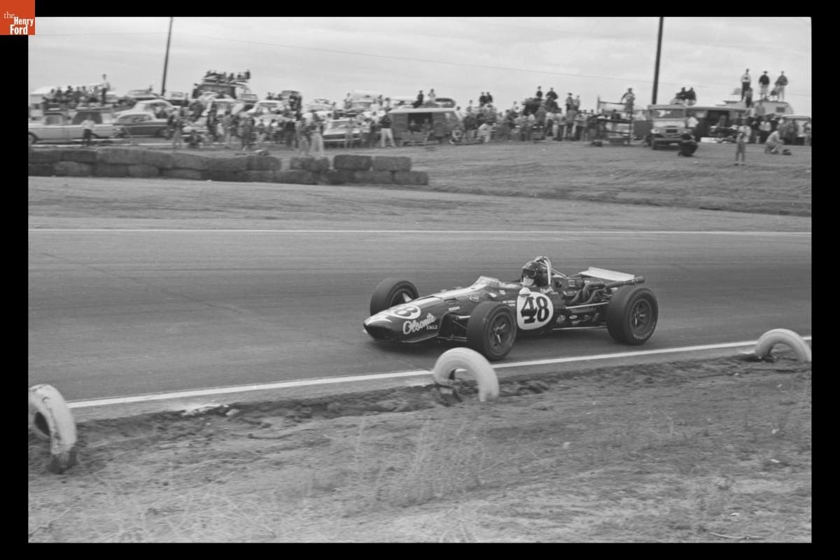 Dan Gurney Driving Eagle/Ford Race Car at Rex Mays Riverside 300, November 1967