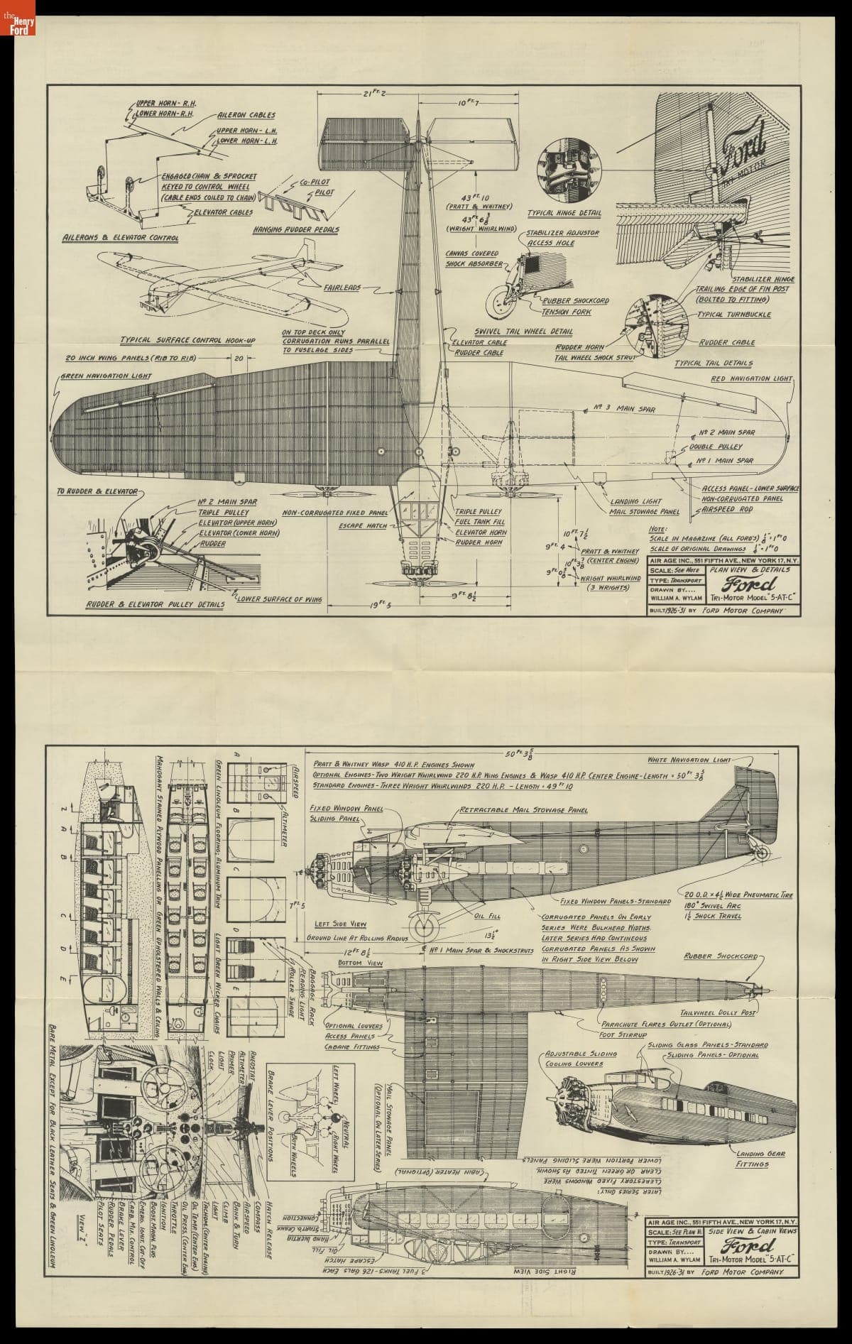 Model Airplane Plans for the 1926-1931 Ford Tri-Motor Model "5-AT-C," circa 1955