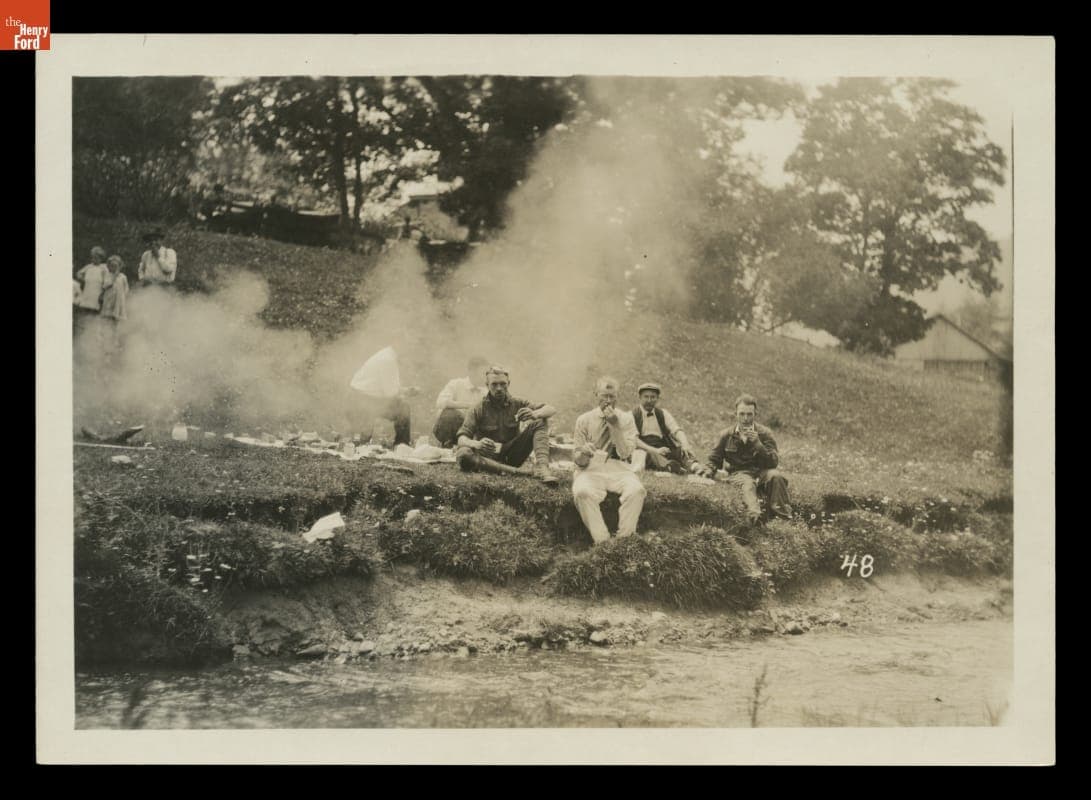 Lunch Break for the Service Crew on a "Vagabonds" Camping Trip, Gap Mills, West Virginia, 1918