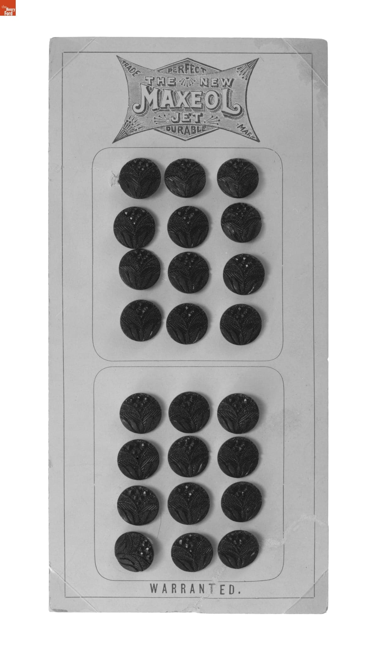 Card of Molded Glass Buttons, circa 1890