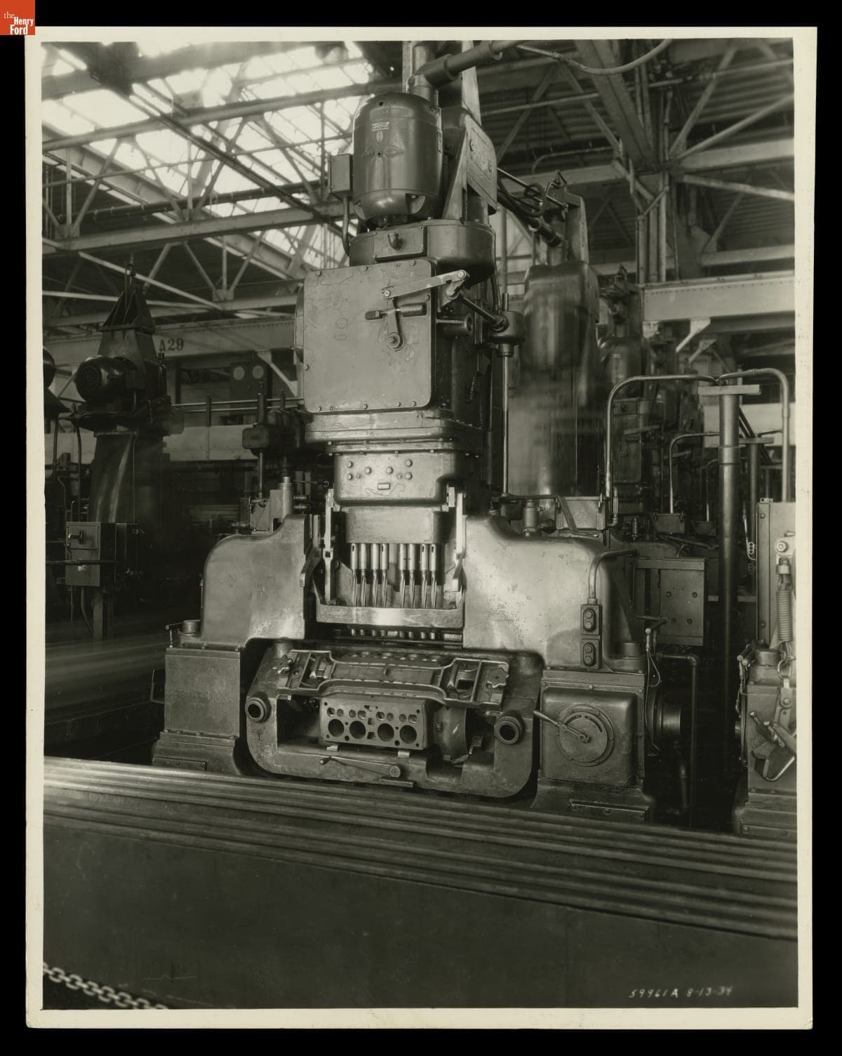 Foote-Burt Eight Spindle Drill Used on V-8 Cylinder Blocks at Ford Motor Company Rouge Plant, August 1934