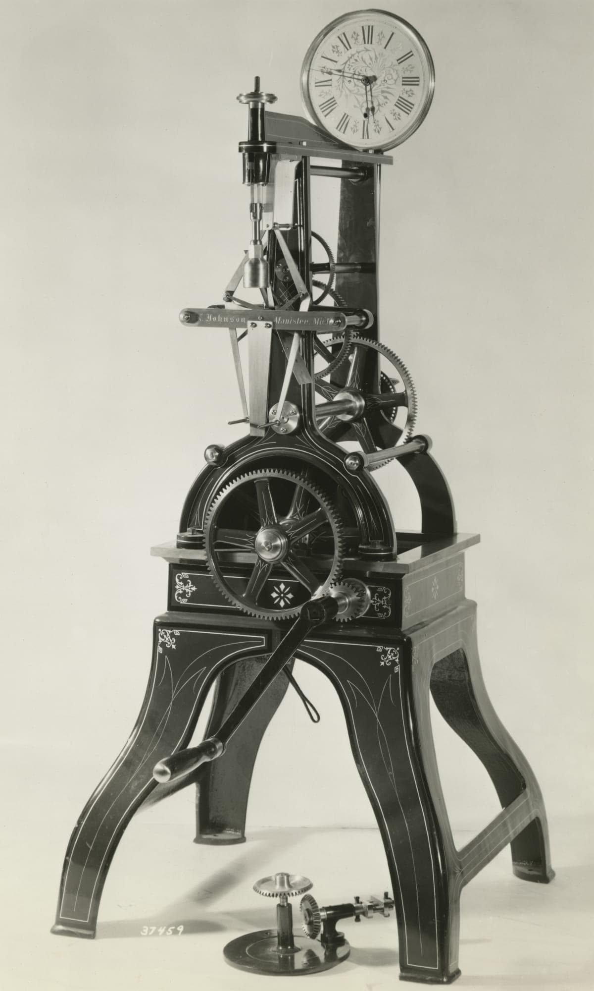 Tower Clock Movement, Made by Nels Johnson, 1898