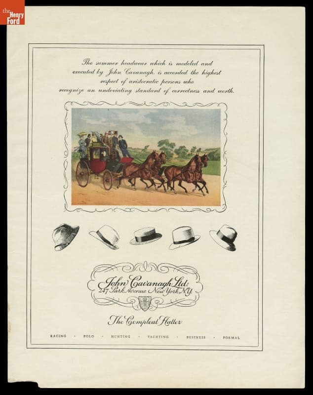 Advertisement for John Cavanaugh Ltd., "The Compleat Hatter," 1931