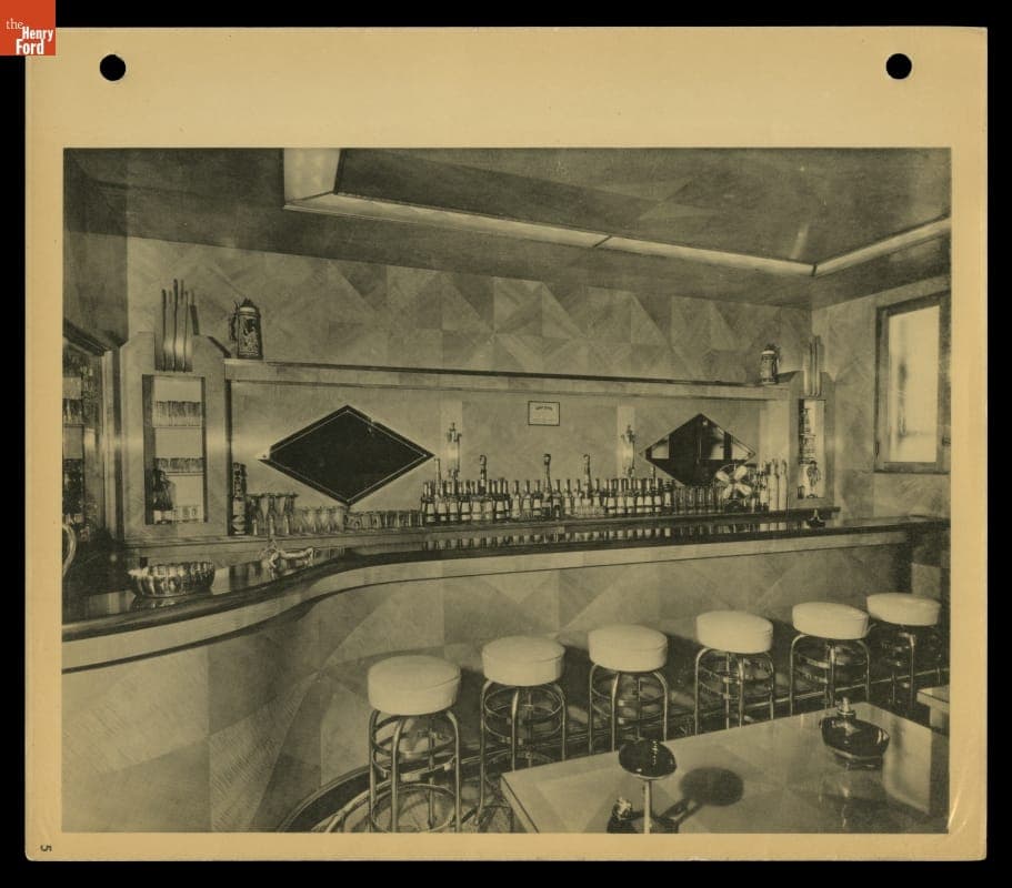 Roddis Decorative Veneer Paneling Product Used in an Unidentified Bar, 1928-1937