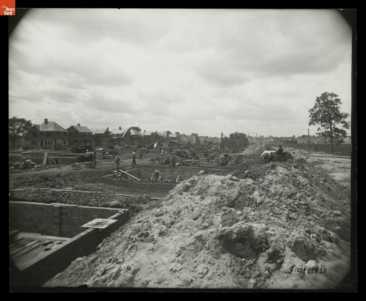 Construction Progress, Ford Homes District, Dearborn, Michigan, June 1920