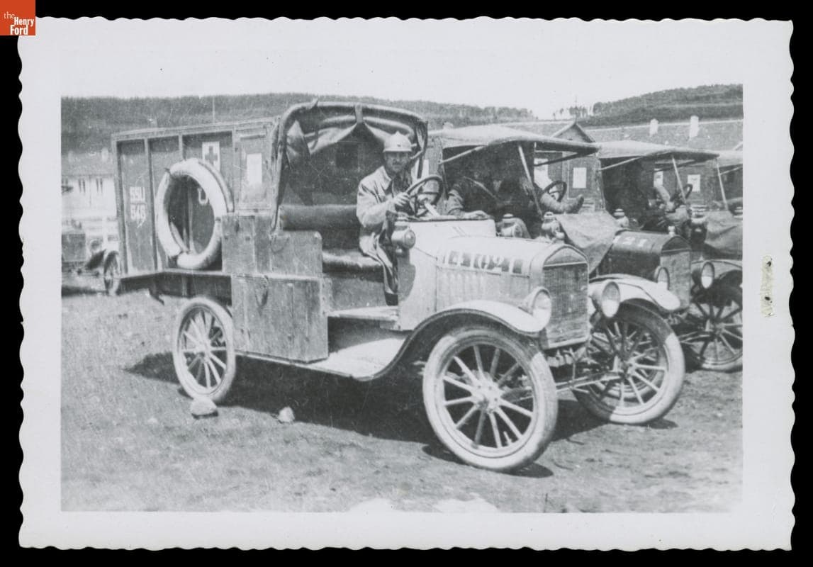 Ford Model T Ambulance and Driver in France, circa 1917