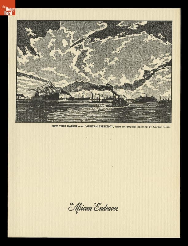 Menu from the SS African Endeavor, March 12, 1954