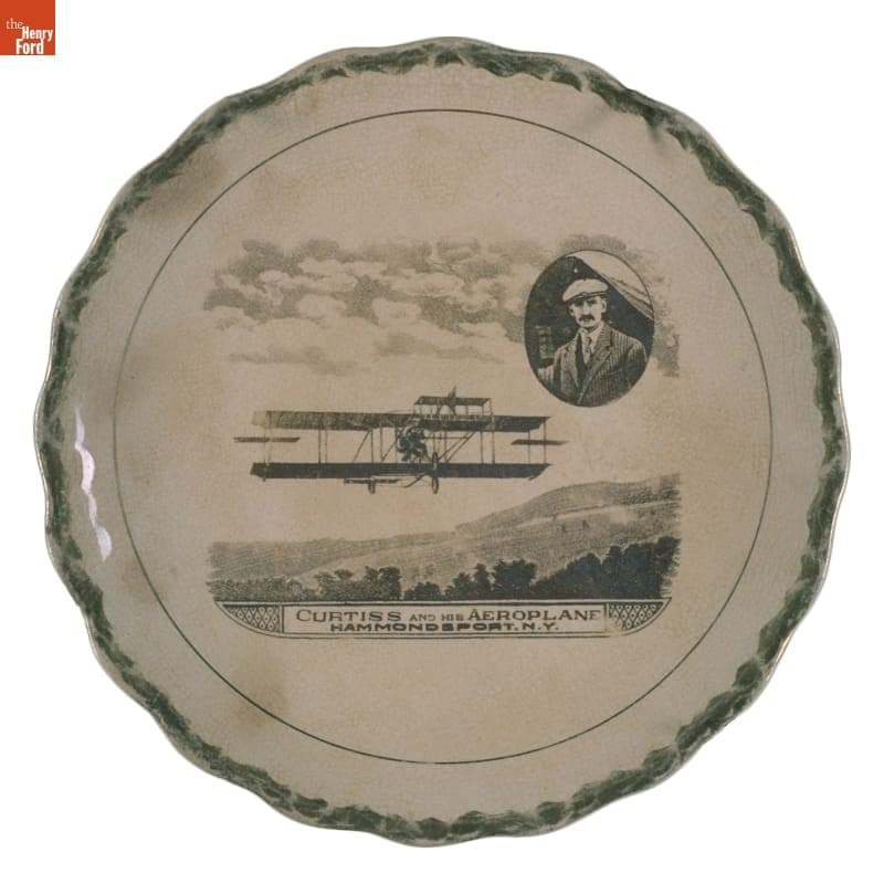 Commemorative Plate, Featuring Glenn Curtiss, circa 1910