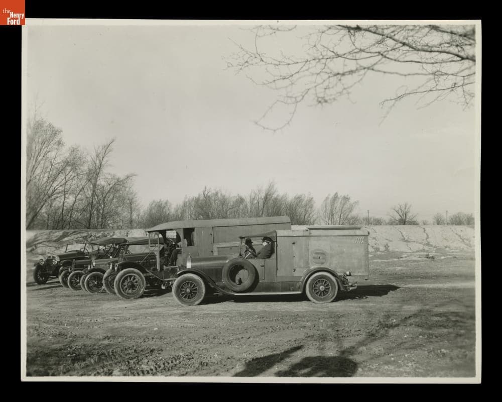 "Vagabonds" Camping Vehicles during a Filmed Reenactment, 1940
