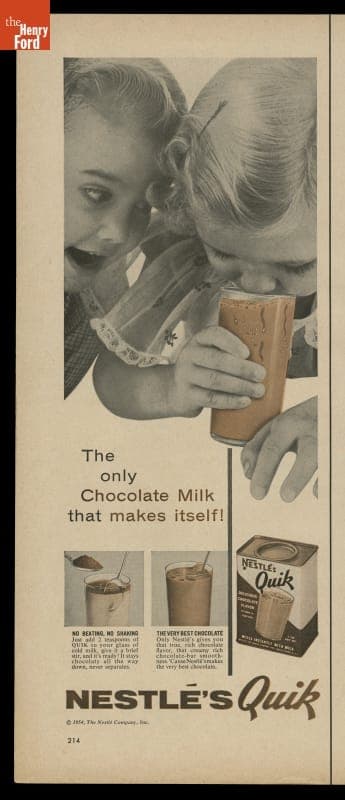Nestle's Quik Advertisement, 1954, "The Only Chocolate Milk That Makes Itself"