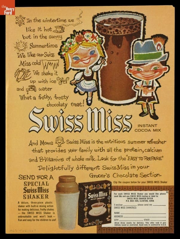 Swiss Miss Instant Cocoa Mix Advertisement, 1963