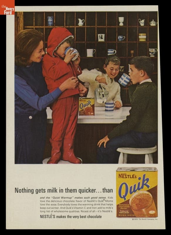 Nestle's Quik Advertisement, 1963, "Nothing Gets Milk in Them Quicker Than Nestle's Quik"