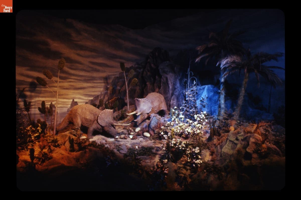 "Primeval World" Scene on the "Magic Skyway" Ride in the Ford Wonder Rotunda at the New York World's Fair, 1964-1965