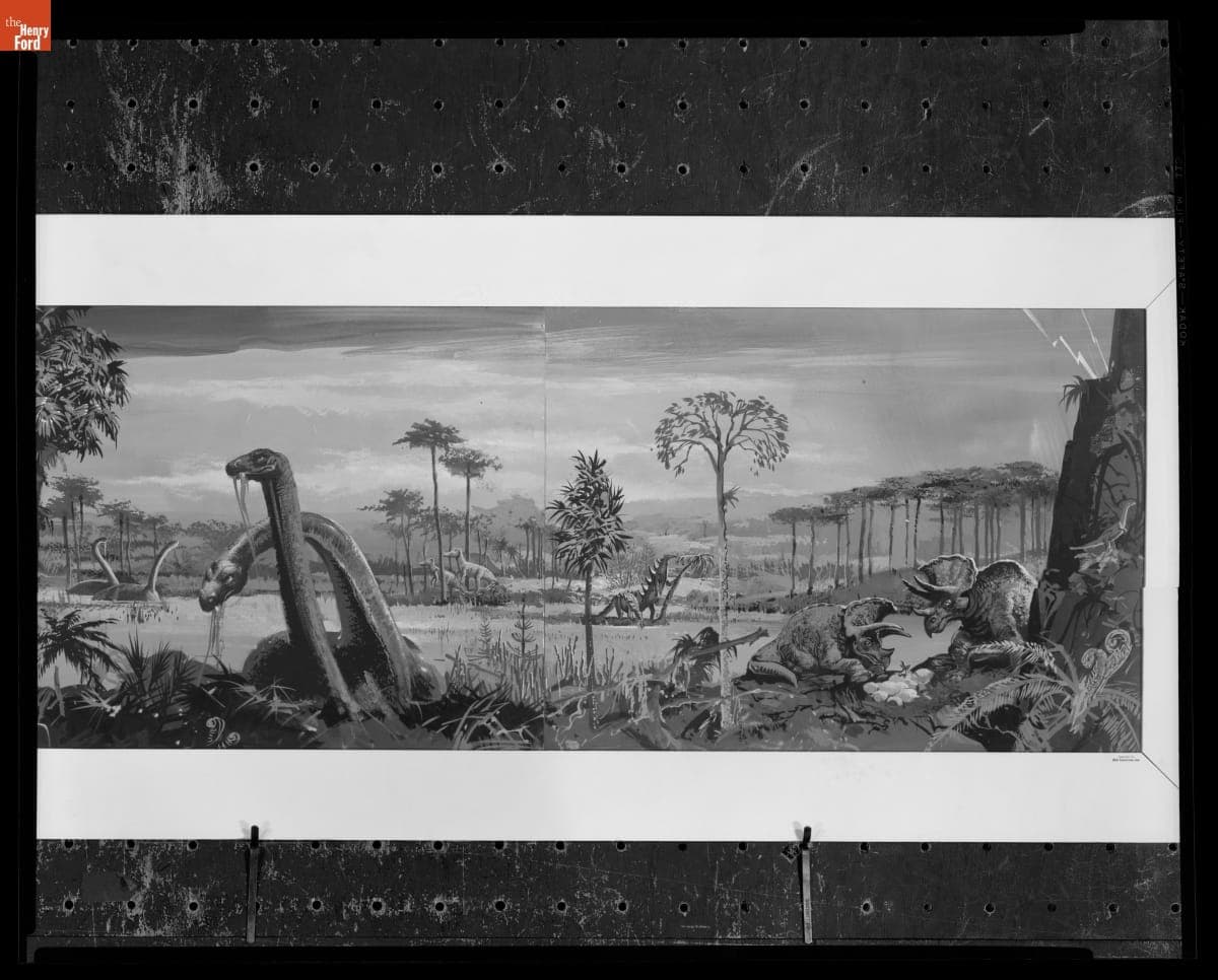 Illustration Proposal for Primeval Earth Diorama in the Magic Skyway Ride in the Ford Pavilion 1964-1965 New York World's Fair