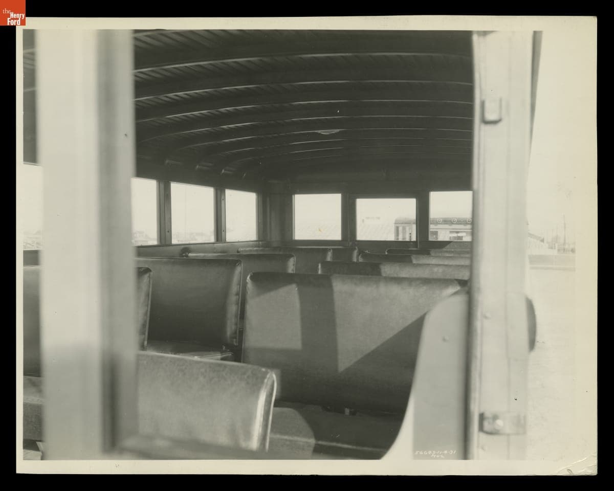 Interior of 1932 Ford School Bus Used in the Fordson School District, Dearborn, Michigan, November 1931