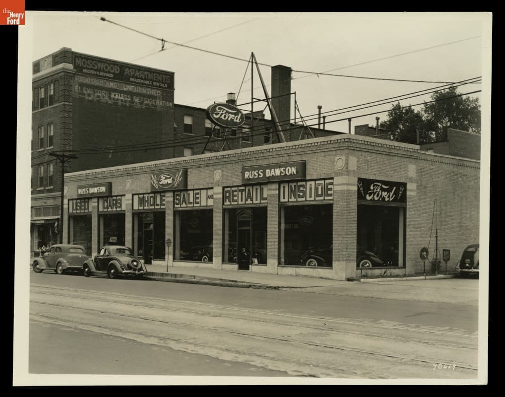 Russ Dawson Ford Dealership, Highland Park, Michigan, September 1938