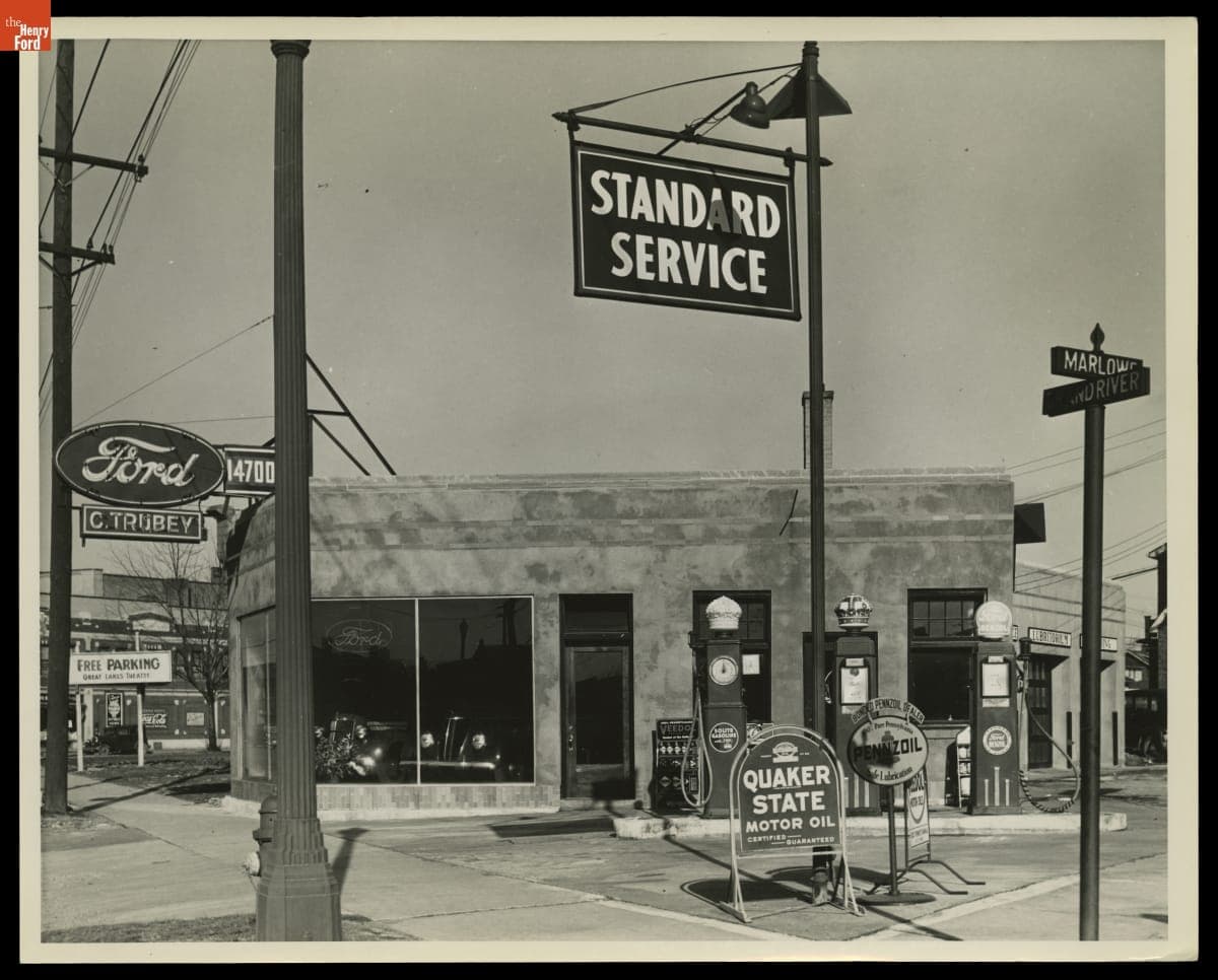 C. Trubey Ford Super Service Station, Marlowe Street and Grand River Avenue, Detroit, Michigan, 1937
