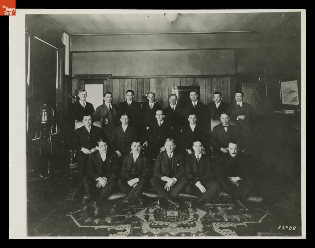 Henry Ford and Edsel Ford with Ford Motor Company Executives in Henry Ford's Office at the Highland Park Plant, 1912