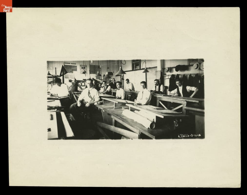 Eugene Farkas with other Engineers and Designers in a Drafting Room at the Ford Piquette Plant, 1908