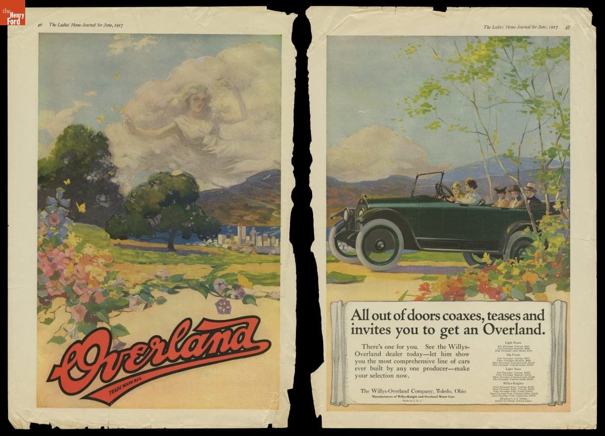 Advertisement, "All out of doors coaxes, teases and invites you to get an Overland," June 1917