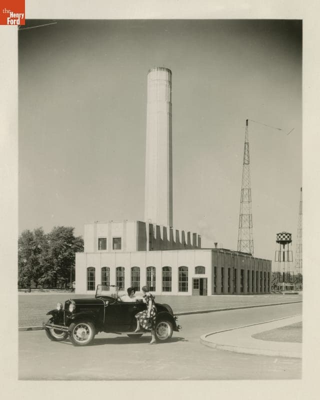 Women with a Ford Model A outside the Ford Power House in Dearborn, Michigan, June 1931