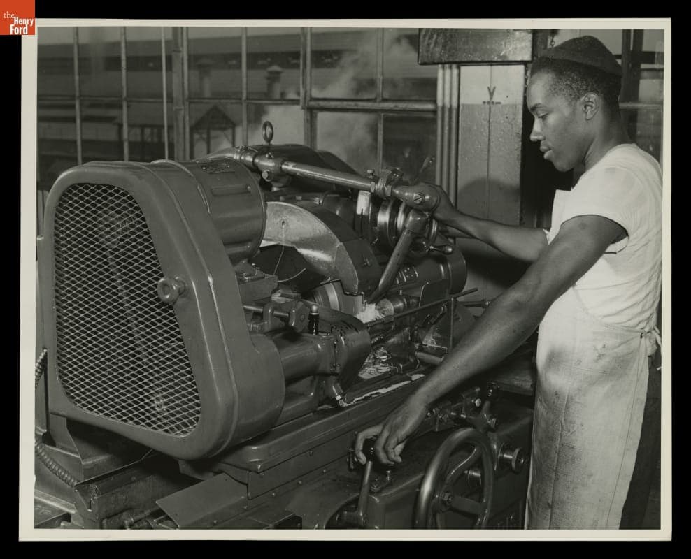 Operating a Grinder at the Ford Rouge Plant, August 3, 1942