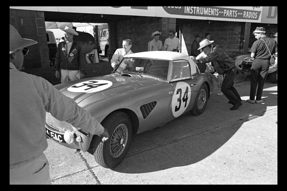Austin-Healey 3000 Driven by Paddy Hopkirk and Donald Morley at the 12-Hour Endurance Race, Sebring, Florida, March 1963