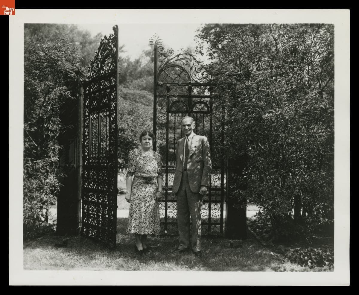 Clara Ford and Henry Ford at Fair Lane, Dearborn, Michigan, September 1939