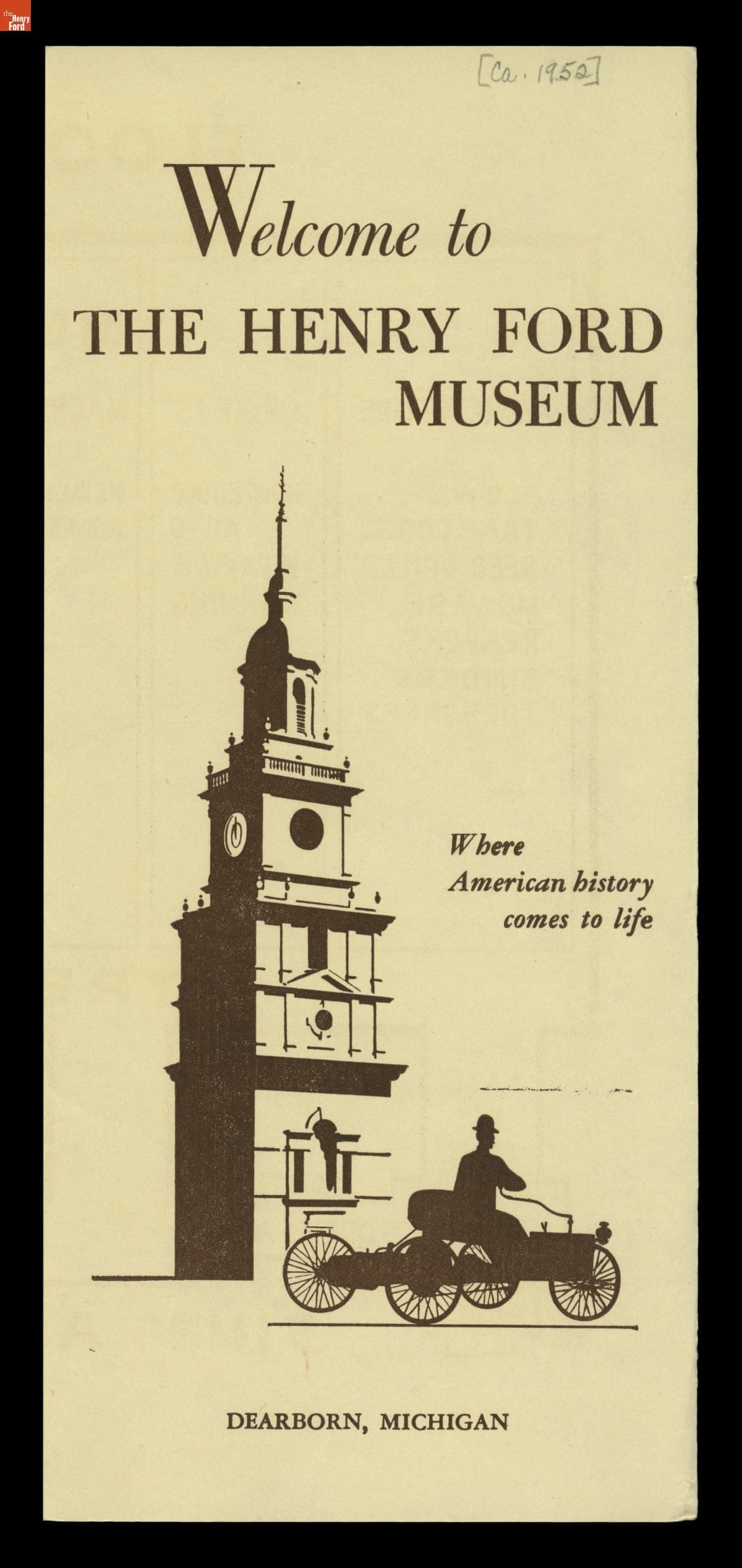 Guide Map and Brochure, "Welcome to Henry Ford Museum," circa 1952