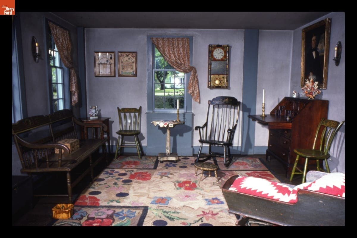 Parlor inside Burbank House in Greenfield Village, August 1976