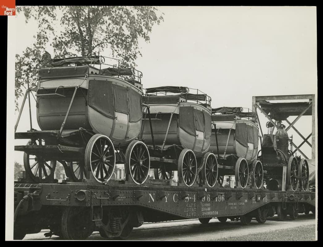 Replica of 1831 "DeWitt Clinton" Steam Locomotive Being Delivered to Henry Ford Museum, June 1935