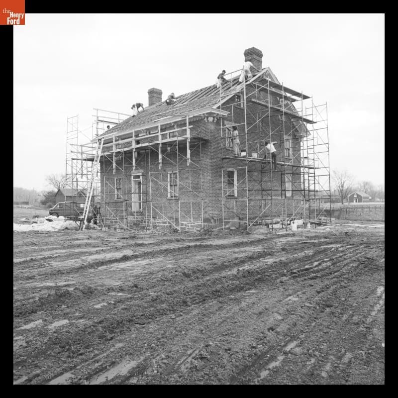 Rebuilding Firestone Farmhouse in Greenfield Village, 1985