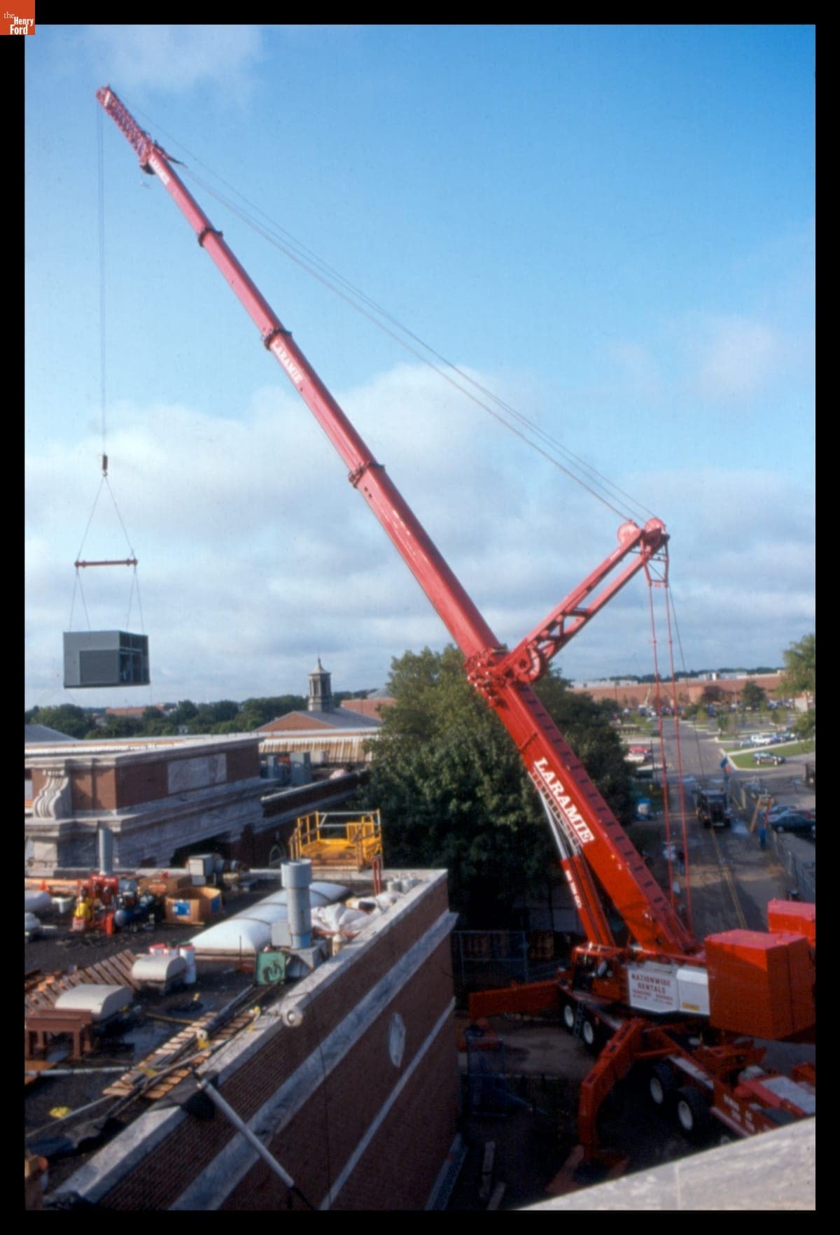 Crane Moving Air-Handling Units onto Roof of Henry Ford Museum, 1998