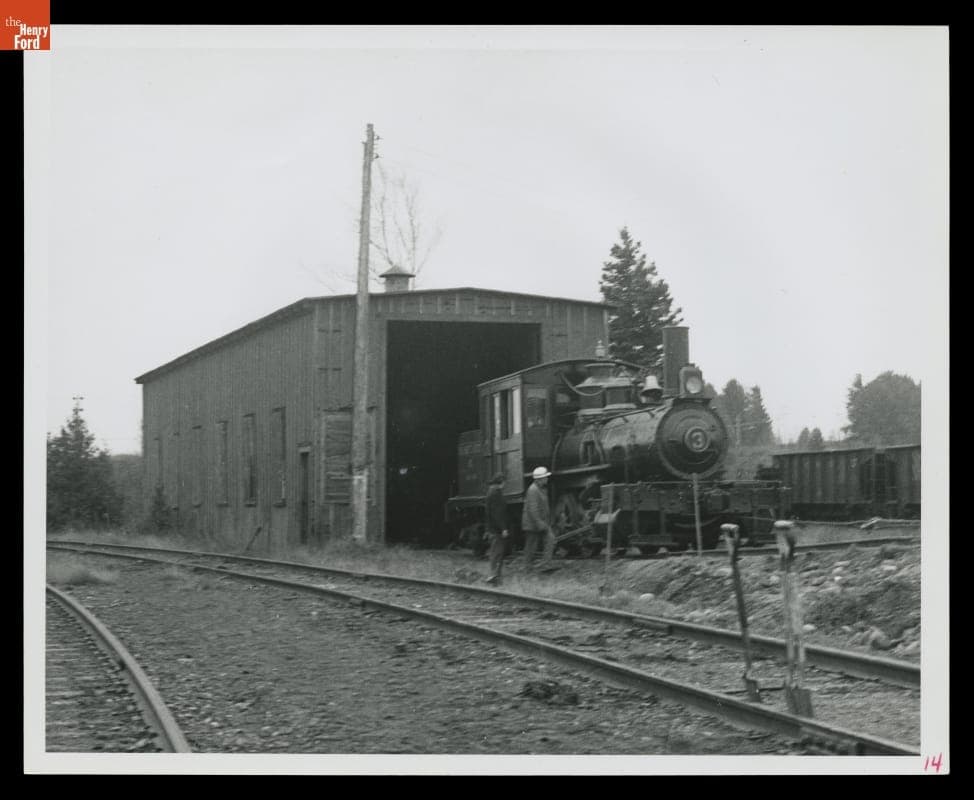 Torch Lake Steam Locomotive Being Loaded on a Flatcar for Transport from Ahmeek Mine near Calumet, Michigan, November 1969