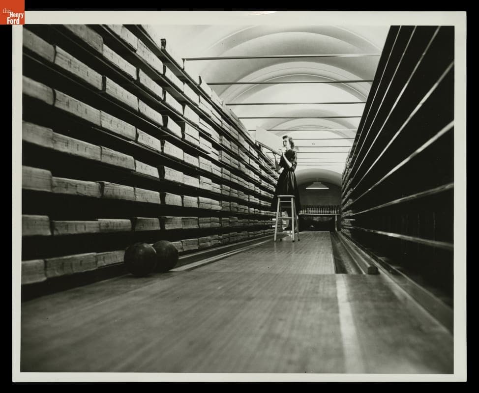 Oversized Periodicals Shelving in Ford Archives at Fair Lane Estate, Dearborn, Michigan, 1953