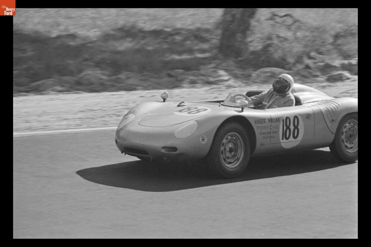 Don Hulette Driving Porsche Race Car at Pacific Grand Prix, October 1962