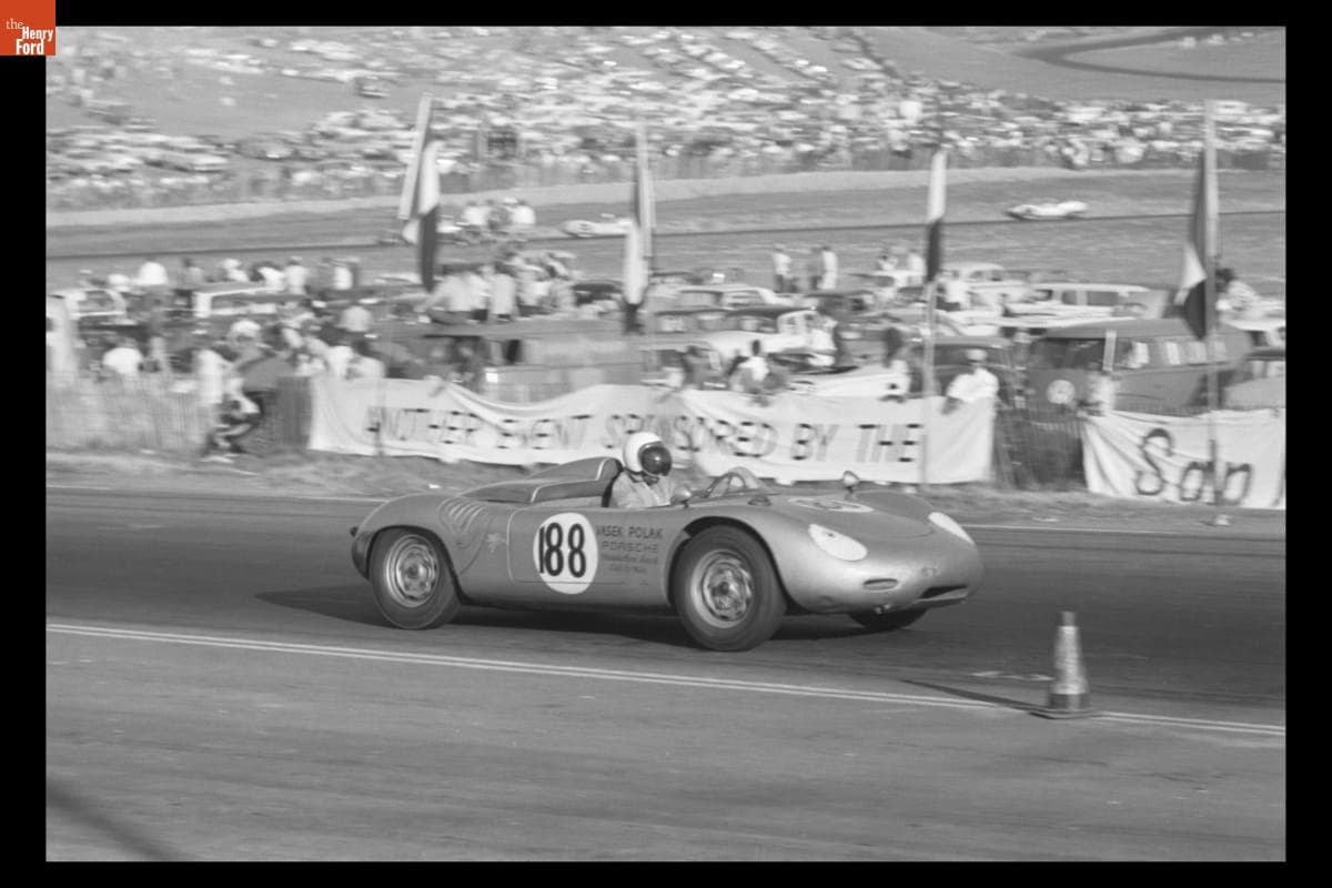 Don Hulette Driving Porsche Race Car at Pacific Grand Prix, October 1962