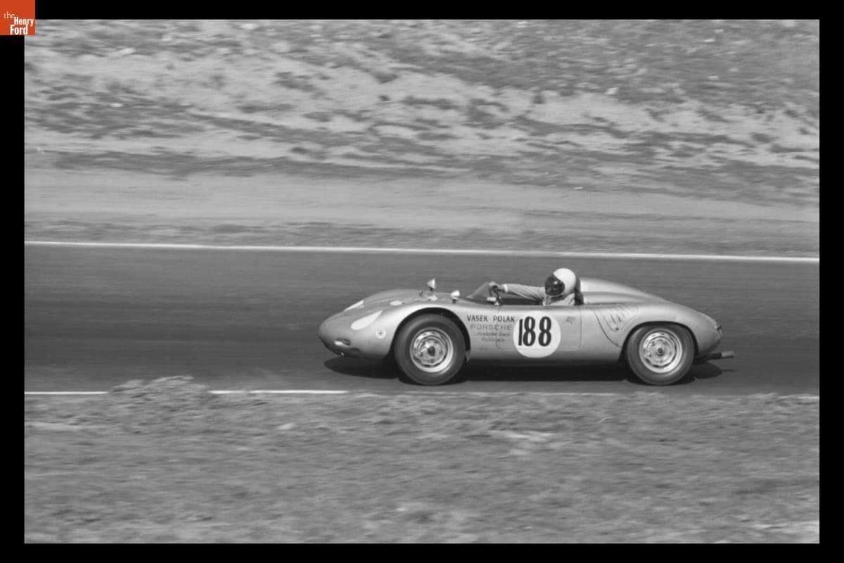 Don Hulette Driving Porsche Race Car at Pacific Grand Prix, October 1962