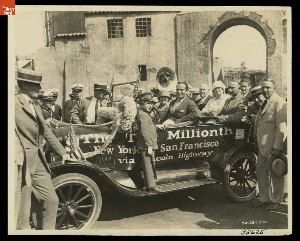 Mary Pickford and Douglas Fairbanks in the Ten-Millionth Ford Model T, 1924
