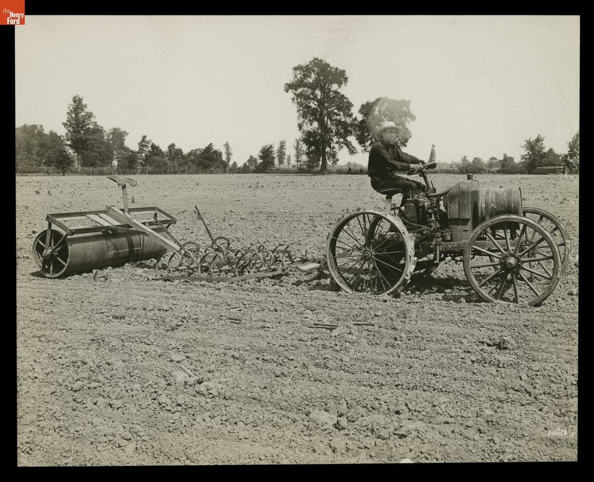 Burt W. Scott Operating an Experimental Ford Tractor, 1906-1907