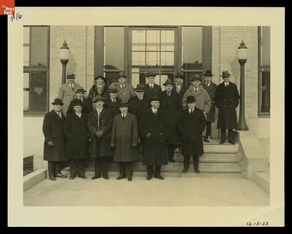 Henry Ford, Edsel Ford and Ford Executives at Opening of Detroit, Toledo & Ironton Railroad's Flat Rock Cut-Off, December 15, 1923