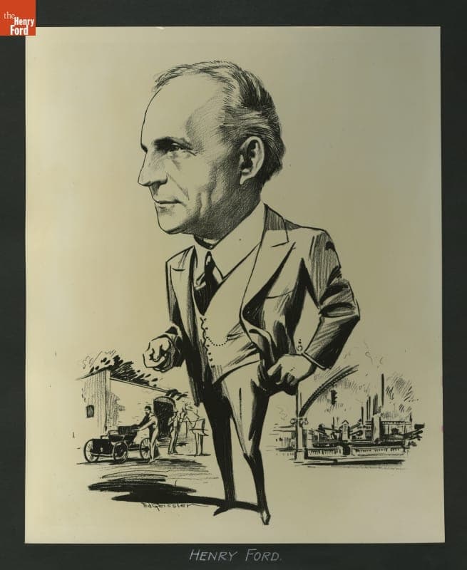Cartoon of Henry Ford, circa 1935
