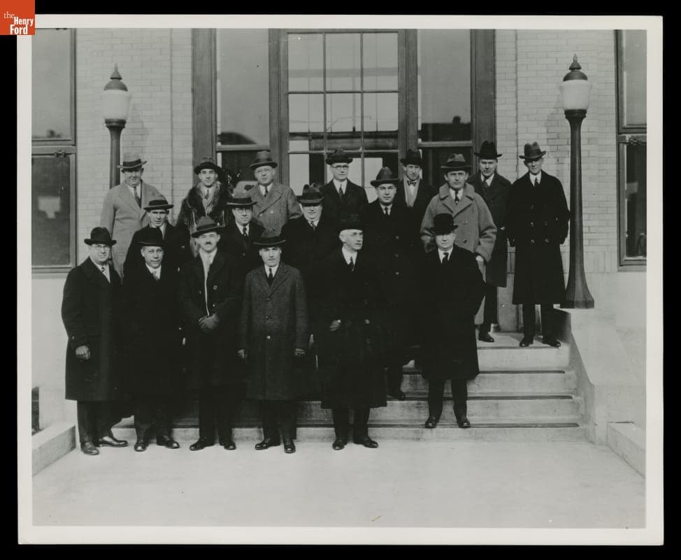 Henry Ford, Edsel Ford and Ford Executives at Opening of Detroit, Toledo & Ironton Railroad's Flat Rock Cut-Off, December 15, 1923