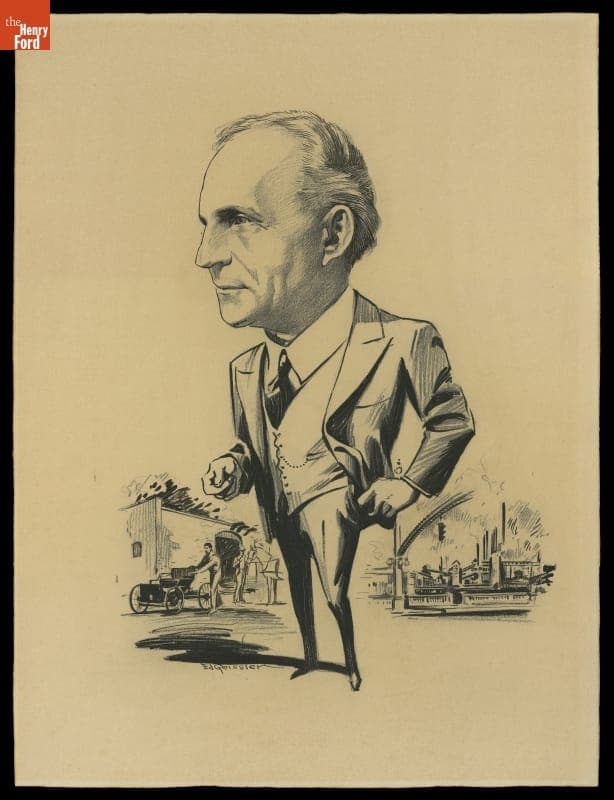Caricature Drawing of Henry Ford, circa 1935
