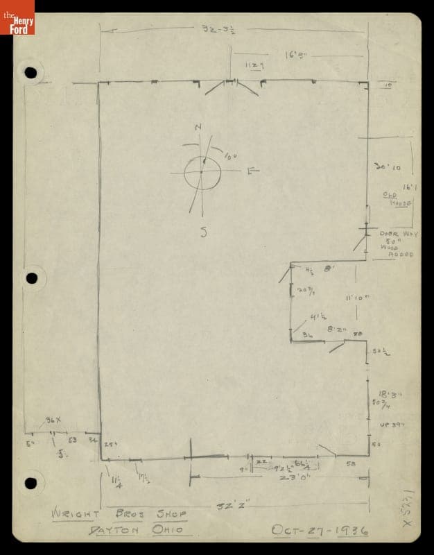 Drawing, Wright Cycle Shop, Dayton, Ohio, October 27, 1936